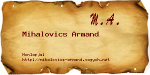 Mihalovics Armand névjegykártya