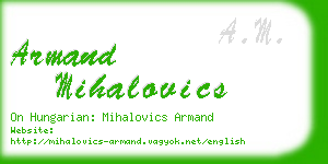 armand mihalovics business card